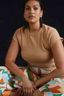 Best Pirce 🎉 Maeve Ribbed Baby Tee BEIGE ⌛ -Pilcro shop unnamed file 1003