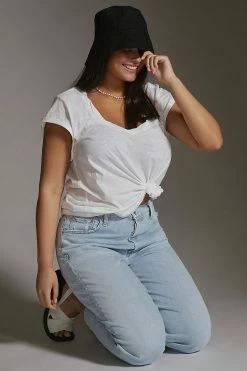 Deals 🧨 Pilcro Sustainable Scoop Neck Tee IVORY 🥰 -Pilcro shop unnamed file 1010