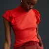 Outlet ???? T.La Ruffle Mock Neck Tank RED ????