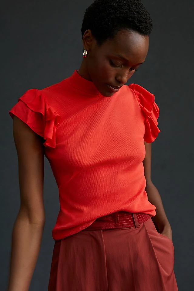 T.La Ruffle Mock Neck Tank Outlet ???? T.La Ruffle Mock Neck Tank RED ???? -Pilcro shop unnamed file 1025