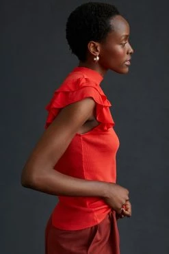 Outlet ???? T.La Ruffle Mock Neck Tank RED ???? 3 Outlet ???? T.La Ruffle Mock Neck Tank RED ???? -Pilcro shop unnamed file 1028