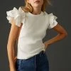 New ❤️ By Anthropologie Woven Ruffle Top WHITE ⌛