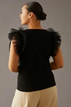 Outlet 👍 Dolan Left Coast DOLAN Tulle Sleeve Tank Top BLACK 😉 -Pilcro shop unnamed file 1075