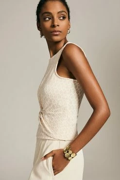 Brand new ❤️ By Anthropologie Twist-Front Jacquard Top NEUTRAL MOTIF 👏 -Pilcro shop unnamed file 1089