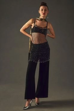 Outlet 🤩 By Anthropologie Rhinestone Cami BLACK ❤️