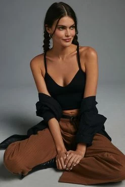 Best deal 👍 By Anthropologie Seamless Triangle Racerback Tank BLACK 🔔