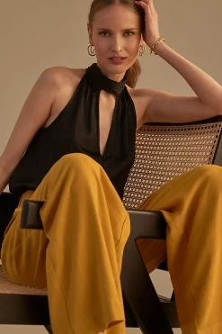 Best Sale 😍 By Anthropologie Cutout Halter Top BLACK 🧨 -Pilcro shop unnamed file 1181