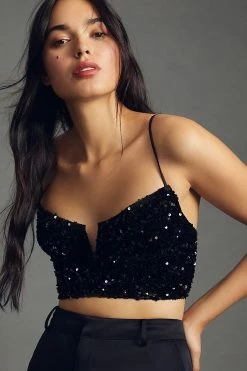 New ???? By Anthropologie Sequin Bralette BLACK ???? -Pilcro shop unnamed file 1194