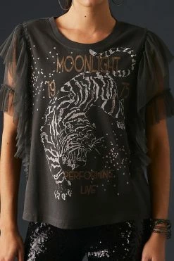 Deals 🧨 Pilcro Tulle Mesh Tee BLACK MOTIF 😍 -Pilcro shop unnamed file 134