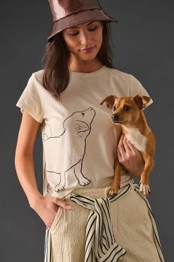 Top 10 🥰 Clare V. Petit Tee NEUTRAL MOTIF 🎉