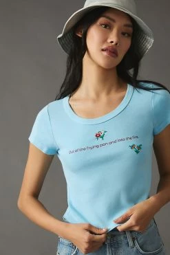 Deals 🧨 MOTHER The Itty Bitty Scoop-Neck Tee BLUE 😀 -Pilcro shop unnamed file 164