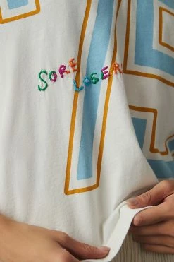 Promo 🔥 MOTHER The 3/4 Patched Varsity Tee NEUTRAL MOTIF 🤩 -Pilcro shop unnamed file 176