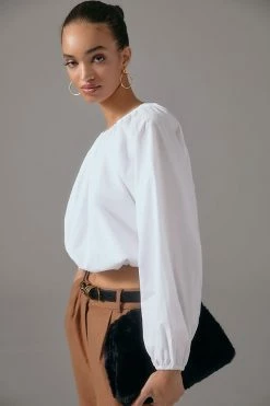 Flash Sale 🔔 Maeve Poplin Bubble Blouse WHITE 👏 -Pilcro shop unnamed file 209