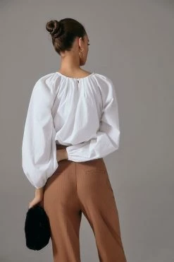 Flash Sale 🔔 Maeve Poplin Bubble Blouse WHITE 👏 -Pilcro shop unnamed file 210