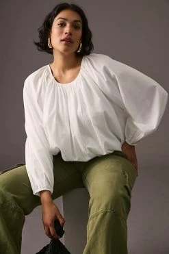 Flash Sale 🔔 Maeve Poplin Bubble Blouse WHITE 👏 -Pilcro shop unnamed file 211