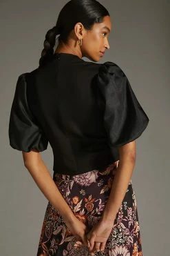 Best Pirce 😀 Sunday In Brooklyn Puff-Sleeve Ponte Top BLACK 🧨 -Pilcro shop unnamed file 220