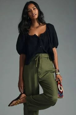 Brand new 👍 Pilcro Puff-Sleeve Gauze Blouse BLACK 🤩