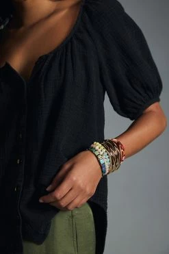 Brand new 👍 Pilcro Puff-Sleeve Gauze Blouse BLACK 🤩 -Pilcro shop unnamed file 227