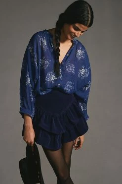 Cheap ???? Pilcro Printed Batwing Blouse BLUE ???? -Pilcro shop unnamed file 230