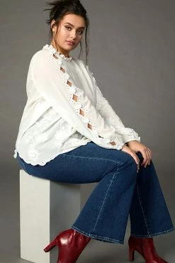 Brand new 😍 By Anthropologie Embellished Floral Blouse IVORY 😀 -Pilcro shop unnamed file 237