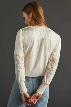 Top 10 👏 Tiny Lace Top IVORY 🔥 -Pilcro shop unnamed file 244