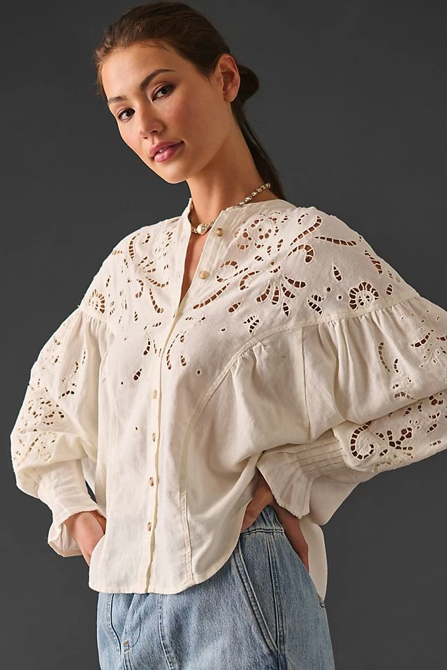 Cheapest π Pilcro Structured Eyelet Blouse WHITE π 4 Cheapest π Pilcro Structured Eyelet Blouse WHITE π - Image 4