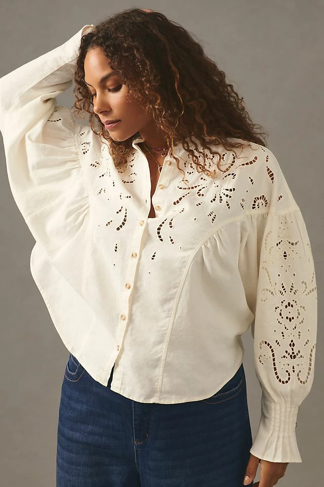 Cheapest π Pilcro Structured Eyelet Blouse WHITE π 6 Cheapest π Pilcro Structured Eyelet Blouse WHITE π - Image 6