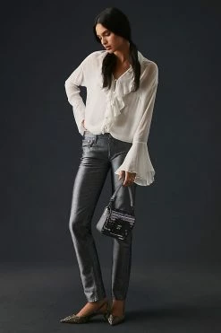 Buy 🎁 By Anthropologie Ruffle-Front Buttondown 👚 Shirt IVORY 🥰 -Pilcro shop unnamed file 274