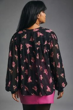 Brand new 🎉 By Anthropologie Sheer Blouse BLACK MOTIF 🤩 -Pilcro shop unnamed file 280