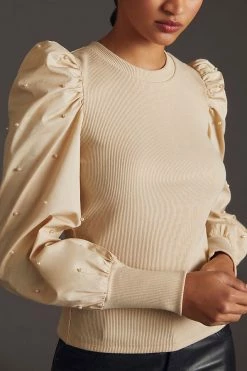 Discount ✔️ Dolan Left Coast DOLAN Puff-Sleeve Blouse IVORY 🎁 -Pilcro shop unnamed file 283