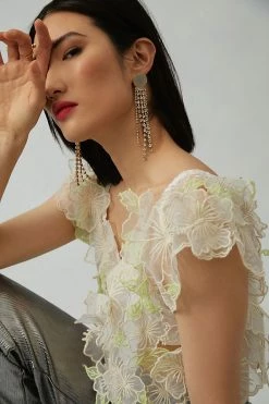 Cheapest ⭐ By Anthropologie Sheer Appliqué Top IVORY 🔥 -Pilcro shop unnamed file 329