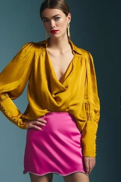 New ✨ Maeve Cowl-Neck Blouse DARK YELLOW 🛒