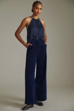 Promo 😍 By Anthropologie Embellished Halter Top NAVY 😀 -Pilcro shop unnamed file 349