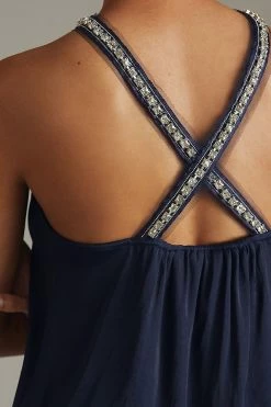 Promo 😍 By Anthropologie Embellished Halter Top NAVY 😀 -Pilcro shop unnamed file 350