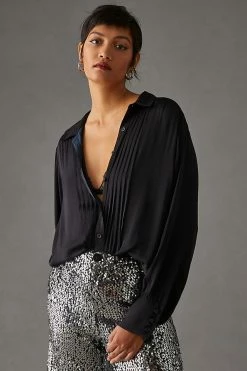 Hot Sale 👍 By Anthropologie Tuxedo Blouse BLACK 💯 -Pilcro shop unnamed file 369