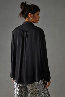Hot Sale 👍 By Anthropologie Tuxedo Blouse BLACK 💯 -Pilcro shop unnamed file 370