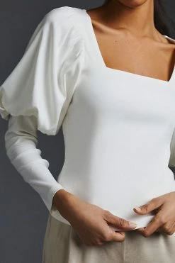 Wholesale ✔️ English Factory Mutton-Sleeve Top WHITE 🧨 -Pilcro shop unnamed file 379