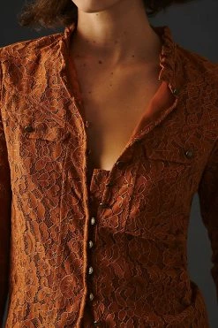 Best Pirce ❤️ By Anthropologie Lace Buttondown Blouse COPPER ✔️ -Pilcro shop unnamed file 403