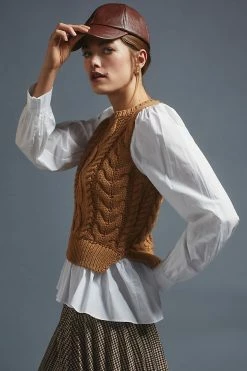 Deals 🔥 By Anthropologie Sweater Vest & Blouse Layered Top HONEY 🔔 -Pilcro shop unnamed file 408