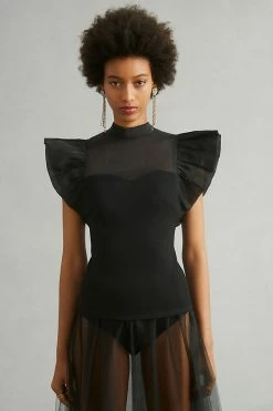 Best Pirce 😍 Eri + Ali Flutter-Sleeve Top BLACK 🧨