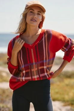 Buy 😉 Beach Riot Joey V-Neck Long-Sleeve Sweater NOVELTY 👏