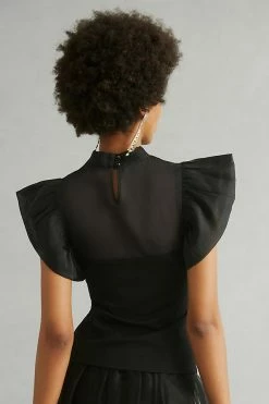 Best Pirce ???? Eri + Ali Flutter-Sleeve Top BLACK ???? -Pilcro shop unnamed file 420