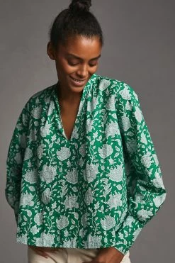 Cheap ⭐ Mille Freya Top GREEN MOTIF ✨ -Pilcro shop unnamed file 429