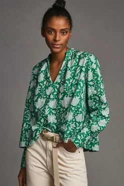 Cheap ⭐ Mille Freya Top GREEN MOTIF ✨ -Pilcro shop unnamed file 431