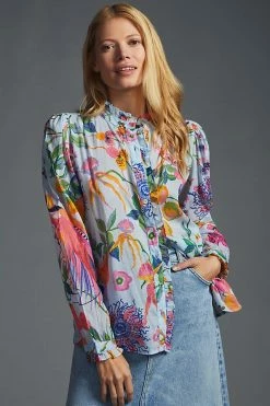 Brand new 👍 Banjanan Chrissie Blouse BLUE MOTIF ⌛ -Pilcro shop unnamed file 434