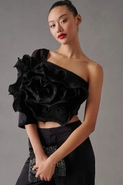 Cheapest 🥰 Let Me Be 3-D Rose Top BLACK 👍