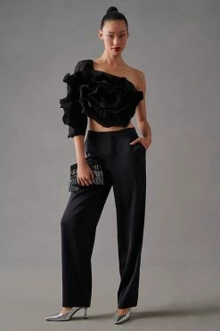 Cheapest 🥰 Let Me Be 3-D Rose Top BLACK 👍 -Pilcro shop unnamed file 438