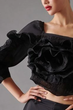 Cheapest 🥰 Let Me Be 3-D Rose Top BLACK 👍 -Pilcro shop unnamed file 439