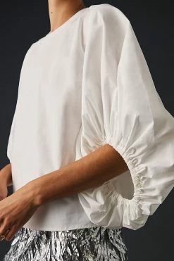 Discount 😀 Sunday In Brooklyn Balloon-Sleeve Blouse WHITE 🎁 -Pilcro shop unnamed file 449