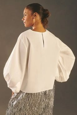 Discount 😀 Sunday In Brooklyn Balloon-Sleeve Blouse WHITE 🎁 -Pilcro shop unnamed file 451
